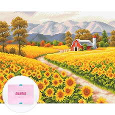 DCLARE 相框畫布型鑽石畫 DIY 套組 40 x 50 cm, 1套, 向日葵田野 1