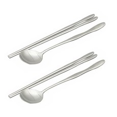 TABLE Art. 韓國製 Wave 銀色湯筷2入組, 1套, 湯匙 2p + 筷子 2p