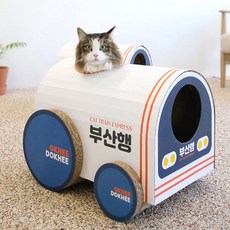 Okhee Dokhee 火車造型貓抓屋, 白色, 1入