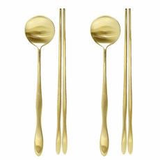 TABLE Art. 韓國製 Wave 鈦金湯匙筷子 2入組, 1套, 湯匙 2p + 筷子 2p, 單一顏色