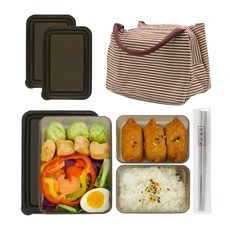 SAENGHWALEN Bitree 上班族便當盒組+筷子3件組, 1套, 棕色