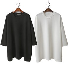 빅걸스토리 여성용 빅사이즈 소울 라운드 박스핏 무지 기본 티셔츠 2p 세트