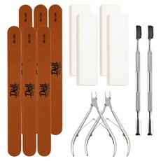 Deli Beauty 美甲基礎護理組, 2套, 甘皮剪 + 鋼推 + 木質搓甲棒 3入 + 磨砂塊 2入