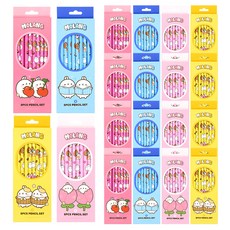 Molang 8角鉛筆 5p x 4種套組, 混合顏色, 1套