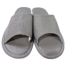 真皮頭層牛皮SMILE防滑室內拖鞋 LS08, 灰色, 1雙