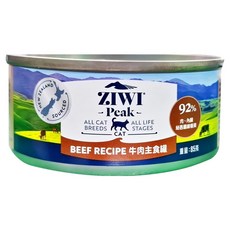 ZIWI 巔峰 貓咪主食罐 92%肉、內臟和紐西蘭青口, 牛肉, 85g, 1罐