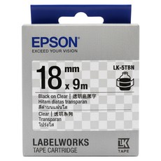 EPSON 標籤帶 18mm, 透明底黑字, 9m