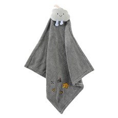 FANCY LIFE 可愛加厚擦手巾 40*40cm 掛繩設計 超吸水, 灰色雲朵, 1條