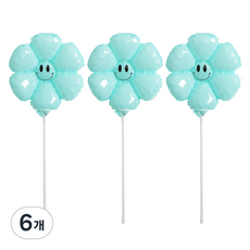 데일리조이 스마일 데이지꽃 막대풍선 생일 파티용품 S 43.5 x 37 cm, 블루, 6개