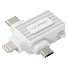 POLYWELL 寶利威爾 三合一OTG轉接頭, PW15-T65-0508, 白色, 1個