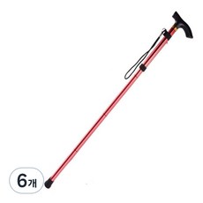 마샤투 미끄럼방지 접이식 5단 등산지팡이, 레드, 6개