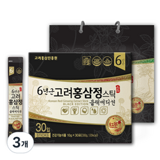 고려홍삼진흥원 6년근 고려홍삼정 블랙에디션 스틱 컴팩트, 10g, 3개