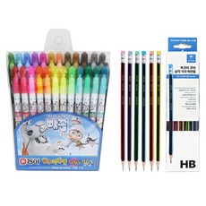 Dong-A Peekaboo 香味彩色筆 24色 + Tukobi 三角橡皮擦鉛筆 SG-208 6款 x 2p, 混合顏色, 1套