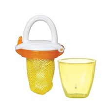 Munchkin 滿趣健 豪華新鮮食物咬咬訓練器，美國品牌，明星商品，可放入新鮮蔬果、泥狀食物，讓寶寶自行啃咬，可緊密封閉不溢出，附外蓋可隨身攜帶, 黃, 1個