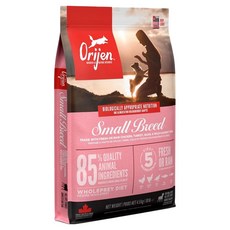 Orijen 歐睿健 台灣公司貨 全齡小型犬 11種肉無穀鮮肉犬糧, 生鮮火雞肉(19%)、新鮮雞肉(18.5%)、生鮮鵪鶉(4%)、生鮮完整鱈魚(4%)、生鮮完整鯡魚(4%), 4.5kg, 1袋
