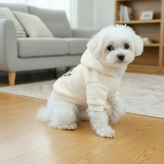 petit dog 狗狗Fellow刷毛連帽T恤, 1個, 米色