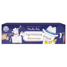 Moulin Roty 迷您兒童口琴(10孔) 適合3歲以上兒童 音樂啟蒙玩具, 1盒, 銀色