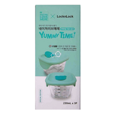 LocknLock 樂扣樂扣 小熊寶寶副食品耐熱玻璃調理盒 三件組 6.7 x 6.8cm 方形, 藍色, 230ml, 1組