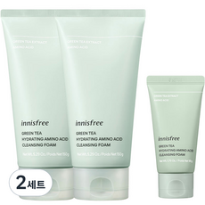 이니스프리 그린티 수분 아미노 클렌징 폼 150g x 2p + 50g 세트, 2세트