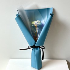 Midaun Flower 仿真花 雷射玫瑰迷你單支花束, 海藍色, 1個