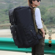 露營旅行大容量方形後背包 120L, 黑色