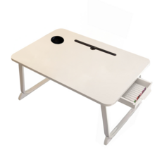 折疊電腦桌 豪華抽屜款 有抽屜 有杯托 有卡槽, 60 x 40 x 28cm, 白色