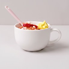 BOWLBOWL 韓國製 Bowl Bowl Home Party 麥片拿鐵馬克杯 450ml, 牛奶白, 1個
