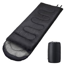 Tamsaa 四季適用信封型全開式保暖睡袋 220*80cm, 黑色 R, 1個