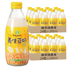 羅東鎮農會 養生豆奶 非基因改造黃豆 特級砂糖, 245ml, 48瓶