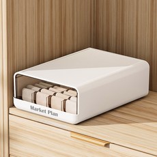 Market Plan 衣物抽屜整理隔板收納盒 24格, 1個, 白色