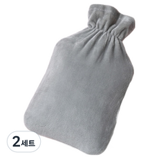 HAPPY&GOOD 柔軟保溫熱水袋 1000ml + 保溫袋套組 灰色, 2套