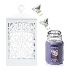 洋基蠟燭大爵士 + 滾動蠟燭加熱器 + 燈泡 2 件套, 溫暖（白色），蠟燭（薰衣草香草）