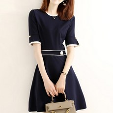 페이퍼먼츠 배색 라인 데일리 플레어 미니 원피스 01780 빅사이즈 포함