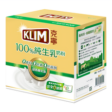 KLIM 克寧 100％純生乳奶粉 隨手包, 紐西蘭乳源, 無添加香料 色素 防腐劑, 432g, 1盒