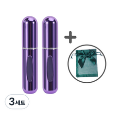 ajj 휴대용 향수 공병 5ml x 2p + 파우치, 3개, 14 브라이트 퍼플