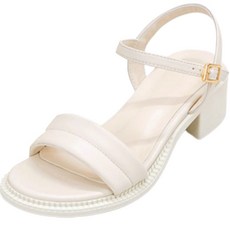 PINKELEPHANT 女款素色扣帶軟墊涼鞋 5cm, 240, 象牙