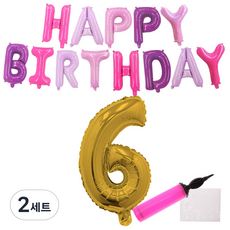 LivingDA 紫色調生日氣球組, 隨機出貨(金色6, 訊息, 手動打氣筒), 2套