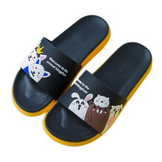 Alleophom 雙色動物朋友防滑浴室拖鞋, 兔子黑, 1個