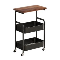 小麥購物 分層收納可移動置物架 L1239, 1個, 黑色