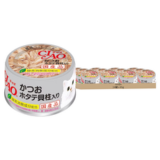 INABA CIAO 啾嚕 貓用 旨定罐 A-84 85g 日本製造, 鰹魚 + 干貝, 24罐