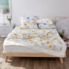 LaMonte 花朵圖案泡泡紗薄被, 黃色