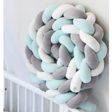 올아이원트 아기침대 범퍼가드 꽈배기쿠션, 샤이니믹스(화이트 + 민트 + 그레이)