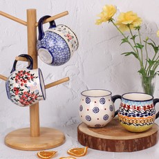 PAWIE 手工製圖案馬克杯組 1號 經典款 2入+復古經典款 2入, 混色, 1套