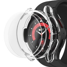 iMall Galaxy Watch4透明邊框錶殼+鋼化玻璃錶面保護膜 2入, 透明