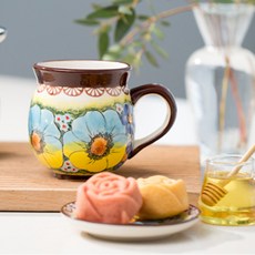 PAWIE 飛燕草圖案茶杯+碟子+濾茶杯, 混合顏色, 1套