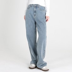 Dotif 女款修身顯瘦高腰後鬆緊帶長版寬管魔術丹寧牛仔褲 P25FS1-A2390