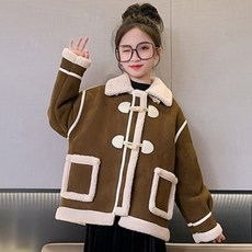 Orange Damul女童款毛絨配色拉鍊線條炒年糕毛絨外套