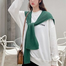 알로데 크로셰 니트 어깨 숄 페이크 가디건