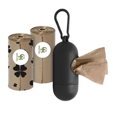 Green Bell 綠貝 手提式寵物環保撿便袋 附收納盒, 收納盒 + 3個背心袋, 咖啡色, 1組