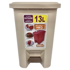 HOUSE 好室喵 大詠輕踏掀蓋垃圾桶 13L 厚實耐用 適用中型垃圾袋 拆卸清潔方便 垃圾袋固定不滑落, 350 x 230 x 336mm, TR00069, 1個